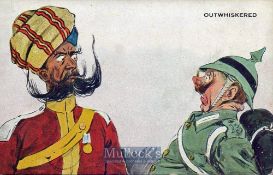 India & Punjab – Sikh German Officer WWI Postcard - an original vintage humour WWI military postcard