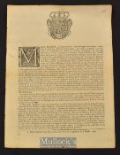Austria War of The Austrian Succession. Poster of Proclamation By Empress Maria-Theresa Dated 1742