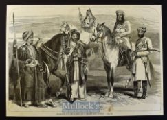 India & Punjab - Soldats et Officers de L'Armee des Indes original French engraving 1858 after a
