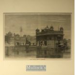 India - 19th century engraving showing the holiest Sikh shrine the Golden temple^ Amritsar Punjab.