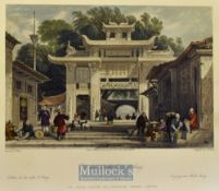 China - 1843 Entrance into the City of Amoy colour engraving drawn by T. Allom measures 25x20cm