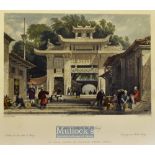 China - 1843 Entrance into the City of Amoy colour engraving drawn by T. Allom measures 25x20cm