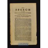 The Speech of the Speaker of the House of Commons 1715 ‘South Sea Company’ Sept 21^ upon