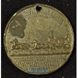 General Tom Thumb General Medallion^ Circa 1850s Obverse; Him standing with Books and Wine Bottle