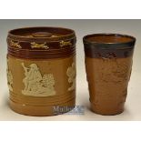 Royal Doulton – Doulton Lambeth Stoneware Pottery Tobacco Jar and Beaker the tobacco jar marked 7838
