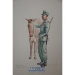 WWII Original Artwork Roman Zenzinger - water colour depiction of a German Army horse groom with a