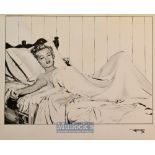 Marilyn Monroe ‘Niagara - In Bed’ Fine Pencil Drawing – finely executed with ‘RF76’ signed in pen