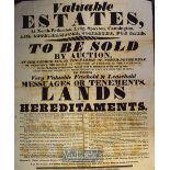 Somerset – Large Broadside ‘Valuable Estates to Be Sold by Auction’ At North-Petherton^ Lyng^