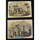 India - Palace of Tanjore from a drawing by T.J. Rawlins 1858 and Gateway Leading into the Palace