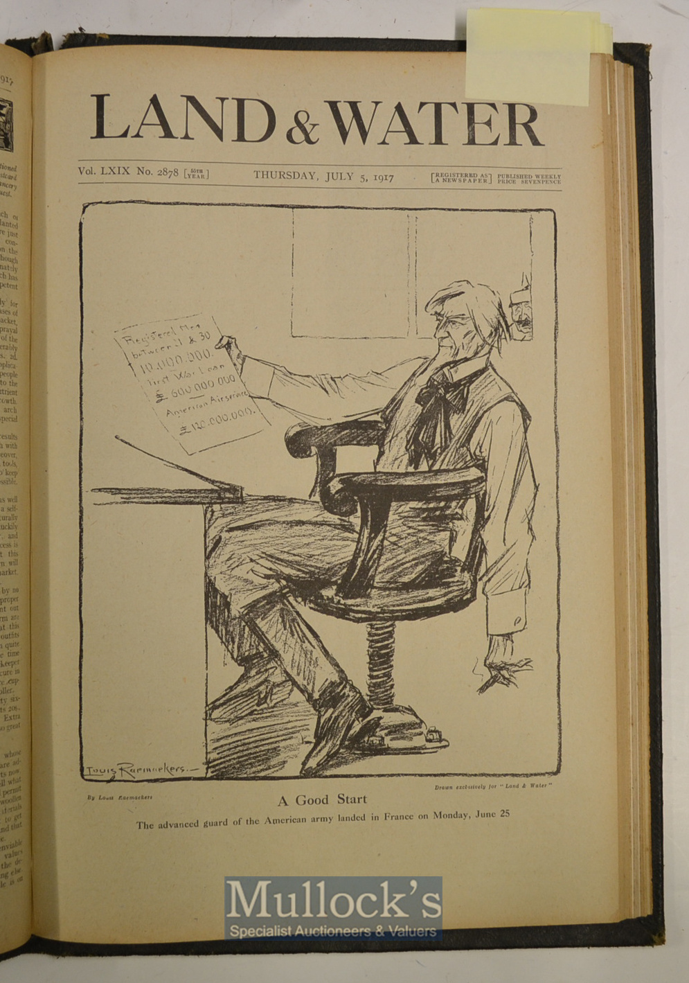 WWI Political Cartoons by Louis Raemaekers in ‘Land and Water War Series’ Vol XII 17 May 17 to 9 Aug - Image 4 of 4