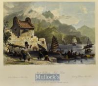 China - 1843 Fort Victoria^ Hen Loon coloured engraving drawn by T. Allom measures 25x20cm approx