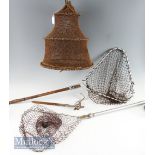 Collapsible Fishing Landing Nets Both triangle shape one with wooden handle the other with alloy