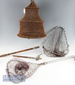 Collapsible Fishing Landing Nets Both triangle shape one with wooden handle the other with alloy