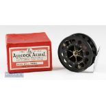 Allcock’s Redditch Aerial 3 ¾” centre pin reel in black with mottled finish to back plate^ on/off