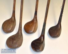 Selection of various size golf club woods (5) – James Braid driver^ J A Steer brassie^ Hearn driver^