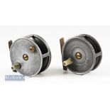 Graham & Co Inverness 2 ¾” alloy fly reel wide drum^ J W Young built^ together with an un-named 2
