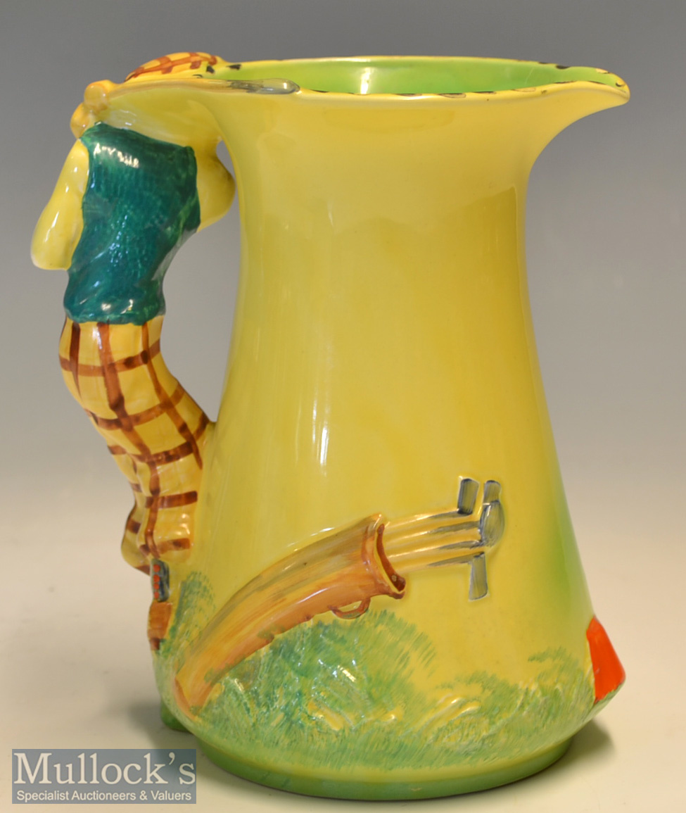 Burleigh ware golfer handle water jug c1950: hand painted in traditional colours plus fours - Image 2 of 3