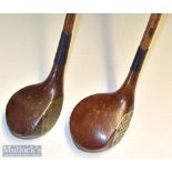 2x Silver Dint beech wood socket head golf woods – both stamped The Dint Silver to the crown