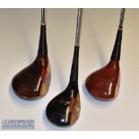 Collection of good Ben Hogan persimmon woods (3) – dark stained persimmon deep faced driver; Apex