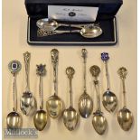 Selection of Silver Golf Spoons (11): cased pair of Francis Howard Ltd MGC spoons^ Sandwell Park