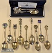 Selection of Silver Golf Spoons (11): cased pair of Francis Howard Ltd MGC spoons^ Sandwell Park