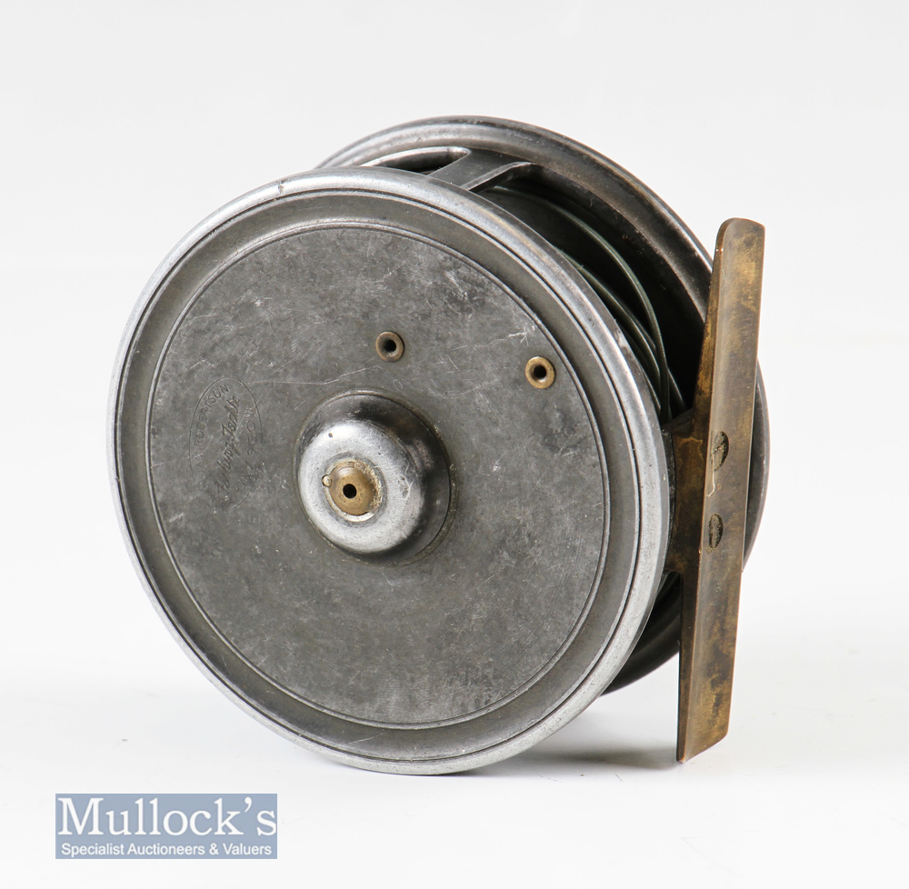 William Robertson Glasgow 2 7/8” Struan Patent alloy trout fly reel with centre brake^ smooth - Image 2 of 2