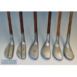 Collection of Mills alloy mallet head putters (6) – Braid Mills^ 2x Ray Models^ S.S Model^ B.M Model