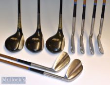 Fine set of early coated steel shafted golf clubs c1930/40 – to incl 6x Silver King hand forged