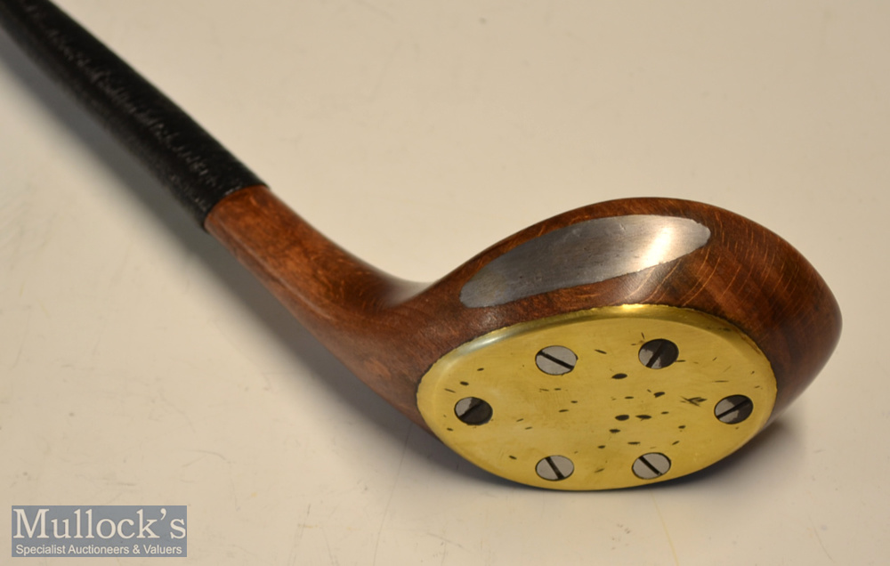 Fine J C White Troon scare neck spoon with full brass sole plate^ R Simpson Carnoustie shaft stamp - Image 3 of 4