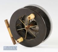 Un-named 4 ½” Allcock Aerial centre pin reel unventilated^ stamped ‘patent’ to ebonite drum^ with