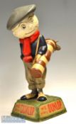 Original Dunlop Caddy papier-mâché golf ball advertising figure-mounted on naturalistic splayed base