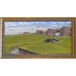 Bill Waugh signed golfing giclee canvas titled The Swilcan Bridge St Andrews – ltd ed no 18/50 c/w