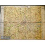 Interesting Map on Linen titled “Golf Links In Area of 30 Miles Round London” by Alexander Gross and