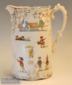 Scarce Grimwades porcelain Brownie golfing pitcher c1900 - decorated with Brownie golfers and