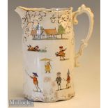 Scarce Grimwades porcelain Brownie golfing pitcher c1900 - decorated with Brownie golfers and