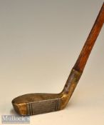 ZoZo style small brass mallet head putter with metal face insert - stamped A J Reith to the crown