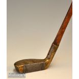 ZoZo style small brass mallet head putter with metal face insert - stamped A J Reith to the crown