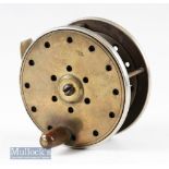 Reuben Heaton built 3 ½” salmon fly reel in brass and ebonite construction with nickel silver