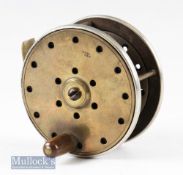 Reuben Heaton built 3 ½” salmon fly reel in brass and ebonite construction with nickel silver