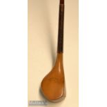 Fine quality made R Kirk Jnr early bulger dog wood scare neck brassie – fitted with greenheart shaft