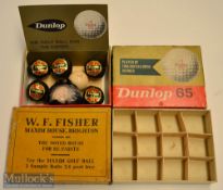 W F Fisher Brighton “Repaints” golf ball box – for 12 lattice golf balls – advertising Maxim Golf