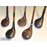 Selection of various size golf club woods (5) – Spalding diver with brass back weight^ J & A Simpson