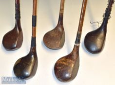 Selection of various size golf club woods (5) – Spalding diver with brass back weight^ J & A Simpson