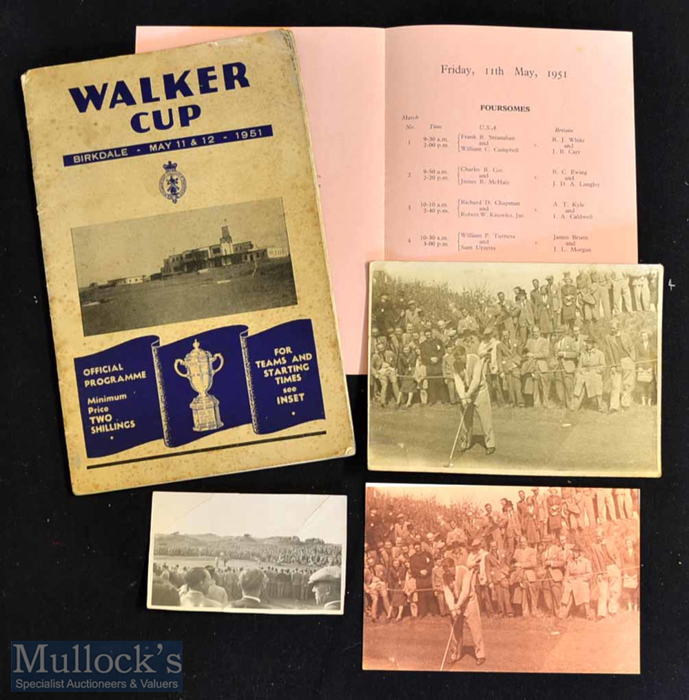 1951 Official Walker Cup Golf Programme^ draw sheet and scarce photographs (4) – played at - Image 2 of 2