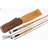 2x handmade split cane trout fly rods c.1960’s – 9ft 2pc with red agate lined butt and tip guides