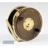 Rueben Heaton 4” Ebonite centre pin brake reel wide drum in brass and ebonite construction with