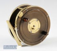 Rueben Heaton 4” Ebonite centre pin brake reel wide drum in brass and ebonite construction with