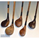 Selection of various size golf club woods (5) – T Auchterlonie St Andrews large driver with