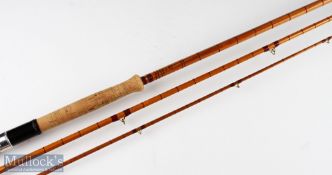 Fine Falcon Makers Redditch “The Titan” split cane spinning rod: 12ft 3pc - red Agate lined butt and