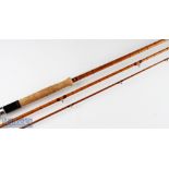 Fine Falcon Makers Redditch “The Titan” split cane spinning rod: 12ft 3pc - red Agate lined butt and